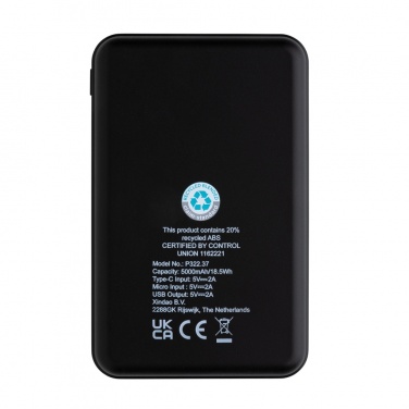 Logo trade advertising products picture of: RCS recycled plastic 5.000 mAh Powerbank