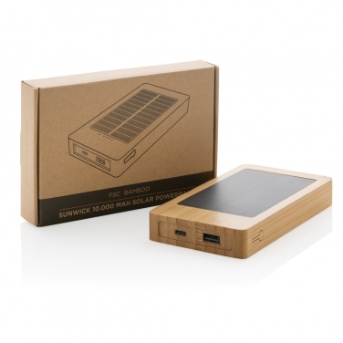 Logo trade promotional giveaways image of: Sunwick 10.000 mAh Bamboo solar powerbank