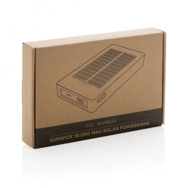 Logotrade promotional gift picture of: Sunwick 10.000 mAh Bamboo solar powerbank
