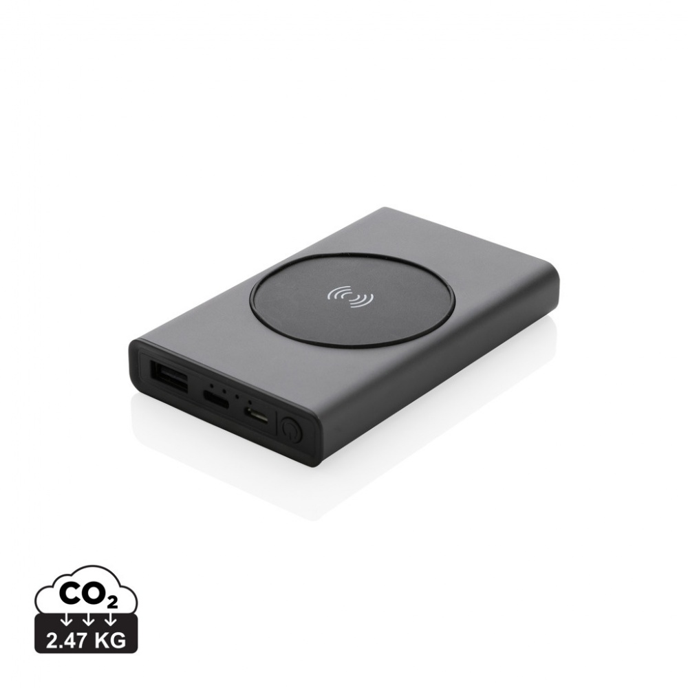 Logo trade promotional giveaways image of: Terra RCS recycled aluminium 5000 mAh powerbank 5W wireless