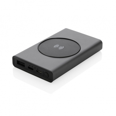 Logo trade promotional giveaways picture of: Terra RCS recycled aluminium 5000 mAh powerbank 5W wireless