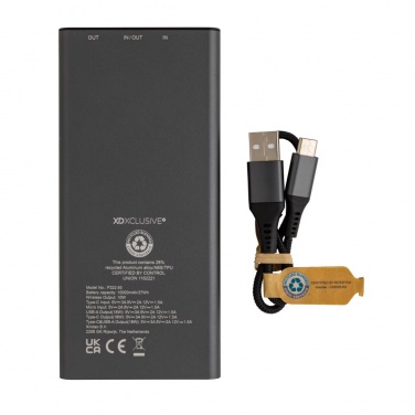 Logo trade advertising product photo of: Terra RCS recycled 18W aluminium 10000 powerbank 10W