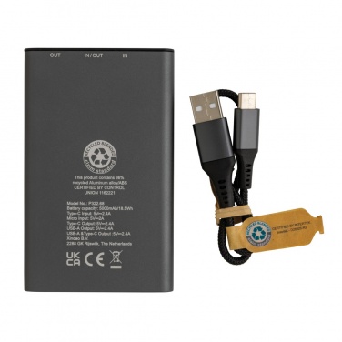 Logotrade promotional gift image of: Terra RCS recycled aluminium powerbank 5.000 mAh