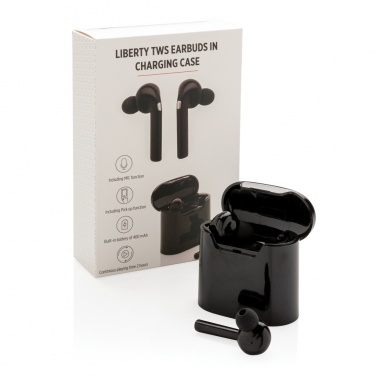 Logo trade promotional giveaways image of: Liberty wireless earbuds in charging case