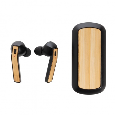 Logo trade promotional items image of: Bamboo Free Flow TWS earbuds in case