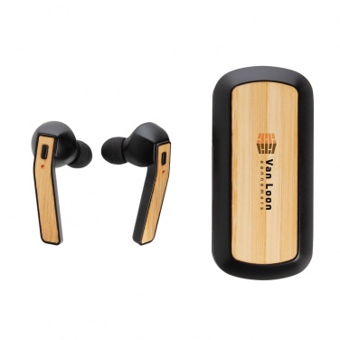 Logotrade promotional product picture of: Bamboo Free Flow TWS earbuds in case
