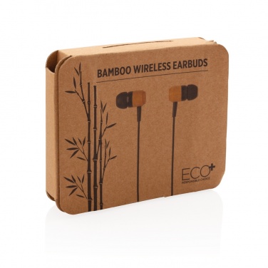 Logo trade promotional gift photo of: Bamboo wireless earbuds