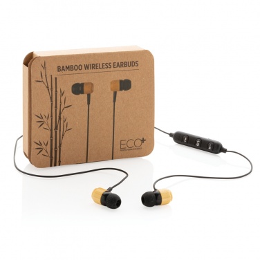 Logotrade advertising products photo of: Bamboo wireless earbuds