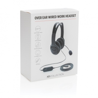 Logo trade promotional products image of: Over ear wired work headset
