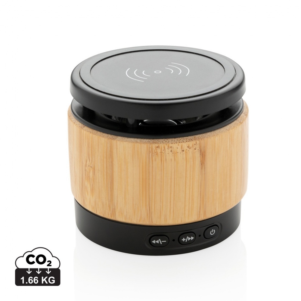 Logotrade business gifts photo of: Bamboo wireless charger speaker