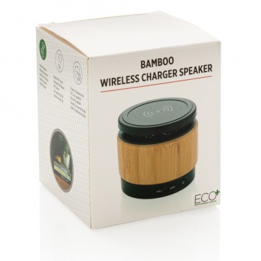 Logotrade advertising product image of: Bamboo wireless charger speaker