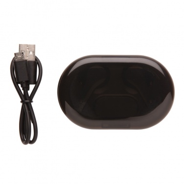 Logo trade promotional gift photo of: Light up logo TWS earbuds in charging case