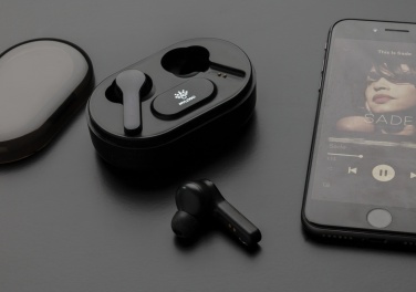Logo trade promotional gift photo of: Light up logo TWS earbuds in charging case