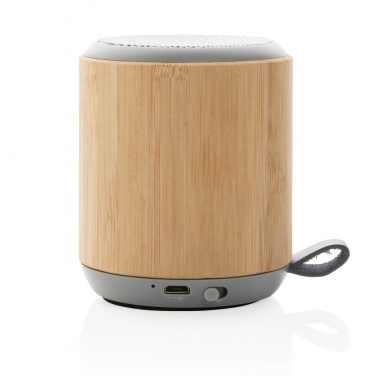 Logo trade promotional item photo of: Bamboo and fabric 3W wireless speaker