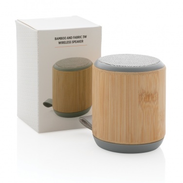 Logo trade promotional products image of: Bamboo and fabric 3W wireless speaker