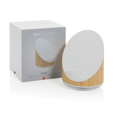 Logo trade promotional gift photo of: Ovate bamboo 5W speaker with 15W wireless charger
