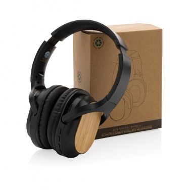 Logo trade promotional product photo of: RCS and bamboo Elite Foldable wireless headphone