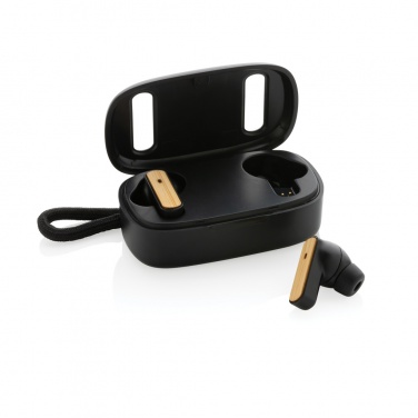 Logo trade promotional gifts picture of: RCS recycled plastic & bamboo TWS earbuds