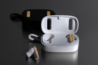 Logotrade promotional giveaway image of: RCS recycled plastic & bamboo TWS earbuds