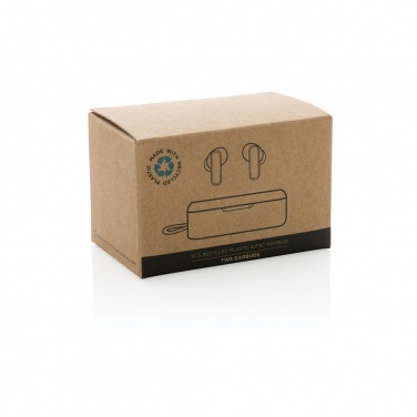 Logo trade promotional products picture of: RCS recycled plastic & bamboo TWS earbuds