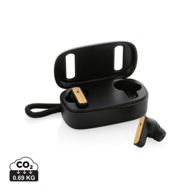 Logotrade promotional gifts photo of: RCS recycled plastic & bamboo TWS earbuds