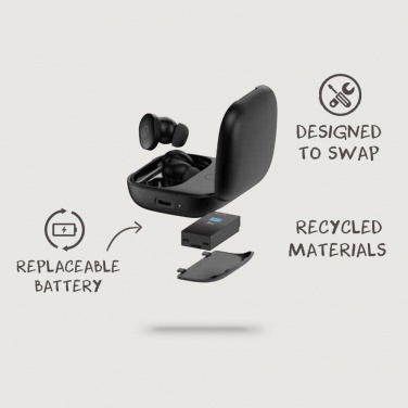 Logo trade promotional merchandise photo of: Lakewood RCS recycled and repairable wireless earbuds
