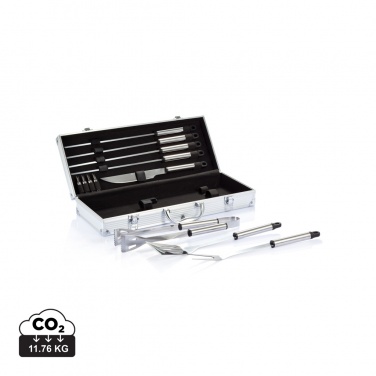 Logo trade promotional giveaways picture of: 12 pcs barbecue set in aluminium box
