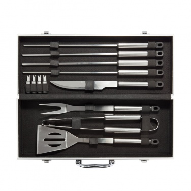 Logo trade promotional items image of: 12 pcs barbecue set in aluminium box