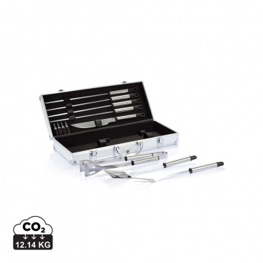 Logo trade promotional giveaway photo of: 12 pcs barbecue set in aluminium box