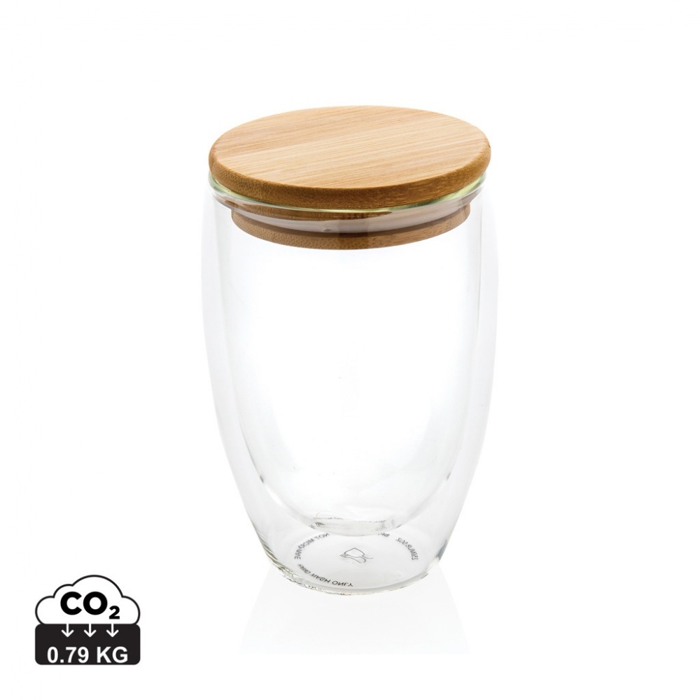 Logotrade promotional merchandise photo of: Double wall borosilicate glass with bamboo lid 350ml