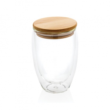 Logotrade promotional gifts photo of: Double wall borosilicate glass with bamboo lid 350ml