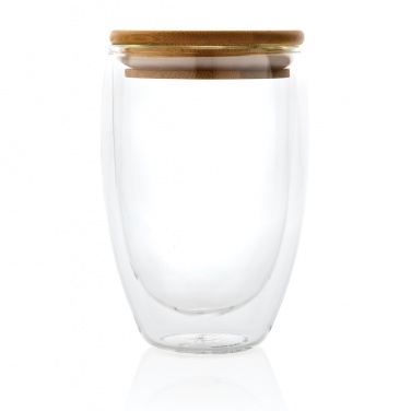 Logotrade promotional gifts photo of: Double wall borosilicate glass with bamboo lid 350ml