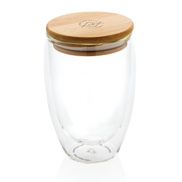 Logo trade promotional giveaways picture of: Double wall borosilicate glass with bamboo lid 350ml