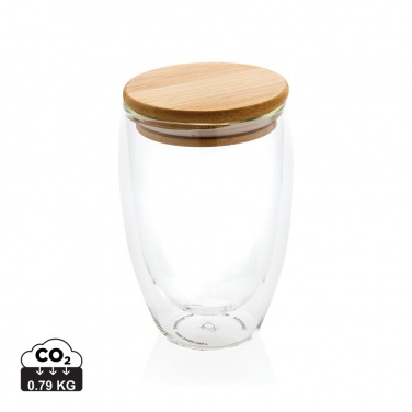 Logotrade promotional gifts photo of: Double wall borosilicate glass with bamboo lid 350ml