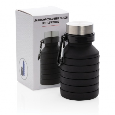 Logotrade promotional item image of: Leakproof collapsible silicone bottle with lid