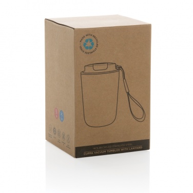 Logo trade promotional gifts image of: Cuppa RCS re-steel vacuum tumbler with lanyard