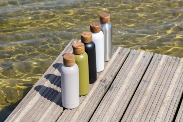 Logo trade advertising product photo of: Wood RCS certified recycled stainless steel vacuum bottle