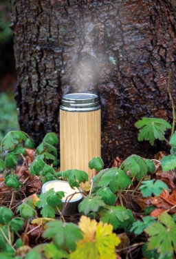 Logo trade promotional gifts picture of: Leak proof bamboo vacuum bottle