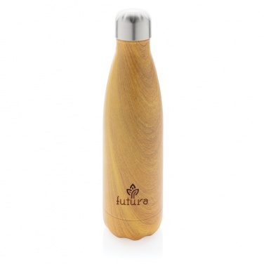 Logotrade advertising products photo of: Vacuum insulated stainless steel bottle with wood print