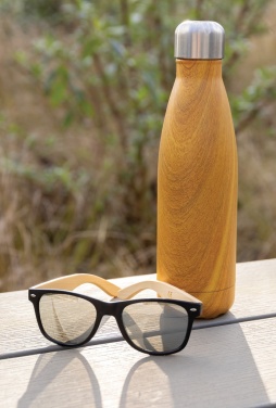Logo trade corporate gifts image of: Vacuum insulated stainless steel bottle with wood print