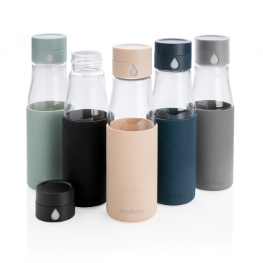 Logotrade corporate gift picture of: Ukiyo glass hydration tracking bottle with sleeve