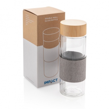 Logo trade promotional products image of: Impact double wall borosilicate glass bottle