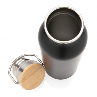 Logo trade promotional merchandise picture of: Modern stainless steel bottle with bamboo lid