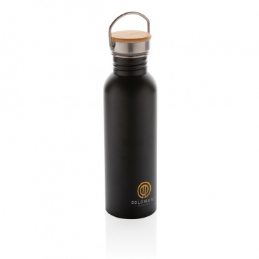 Logo trade corporate gifts image of: Modern stainless steel bottle with bamboo lid