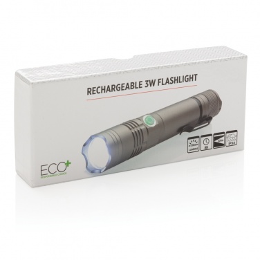Logo trade promotional giveaways picture of: Rechargeable 3W flashlight