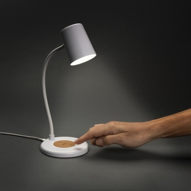 Logotrade promotional giveaway picture of: Zenara RCS recycled plastic and cork 15W wireless desk lamp
