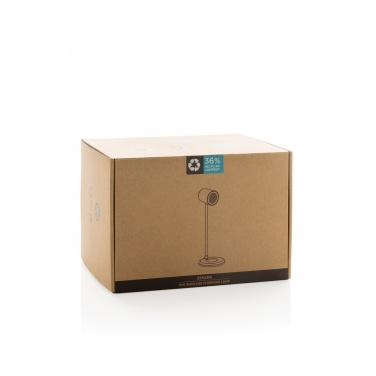 Logotrade advertising products photo of: Zenara RCS recycled plastic and cork 15W wireless desk lamp