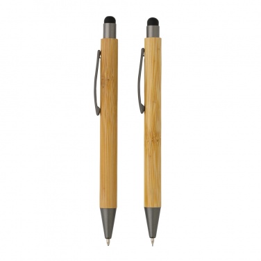 Logo trade promotional merchandise photo of: Bamboo modern pen set in box
