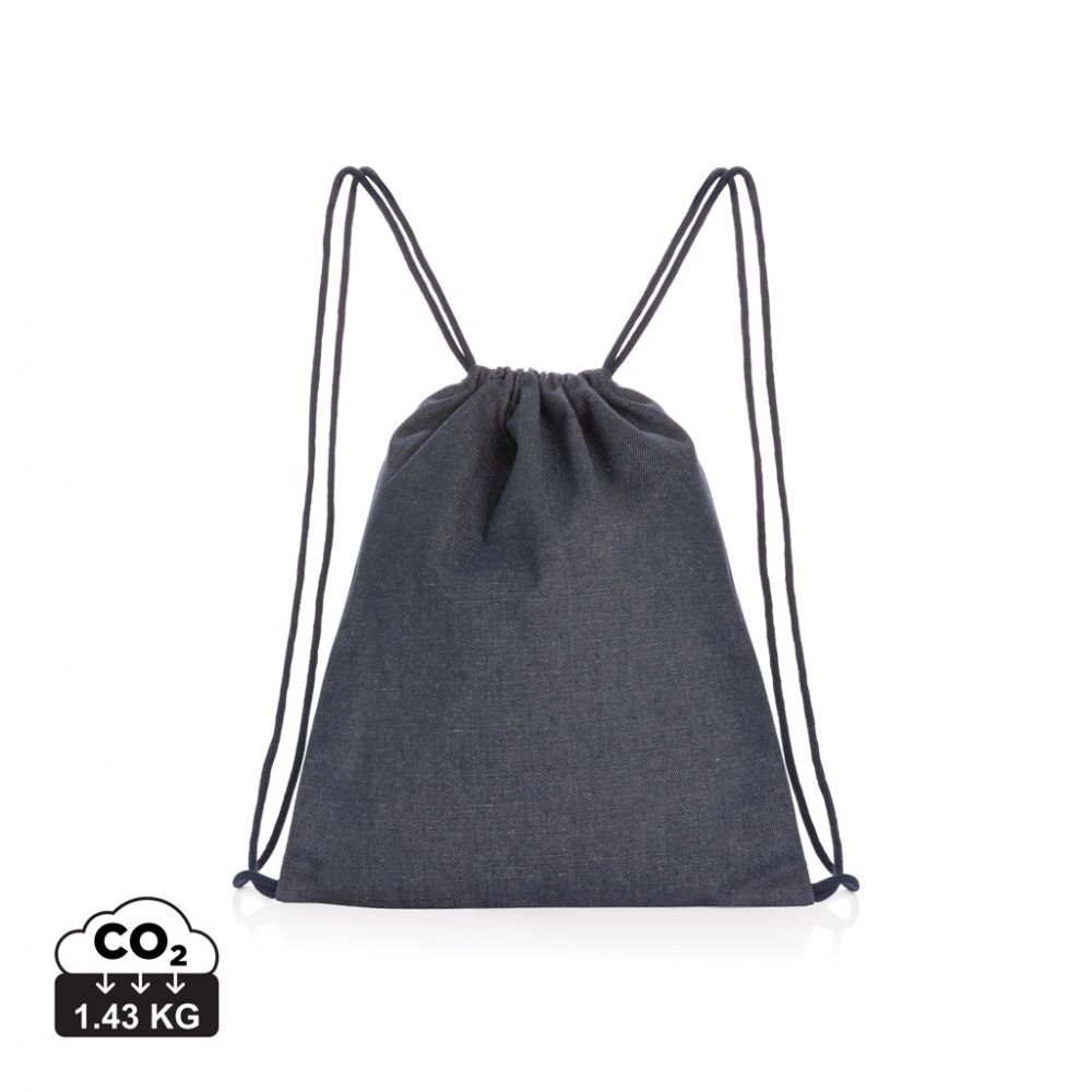 Logo trade advertising product photo of: Impact AWARE™ recycled denim drawstring backpack