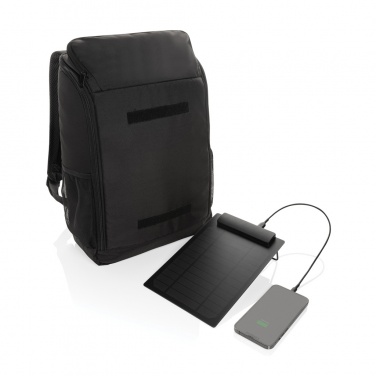 Logo trade promotional products picture of: Pedro AWARE™ RPET deluxe backpack with 5W solar panel